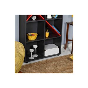 Adore Gaming 10 Raflı Dekoratif Kitaplık Ktp-910-sk-1 Antrasit-kırmızı