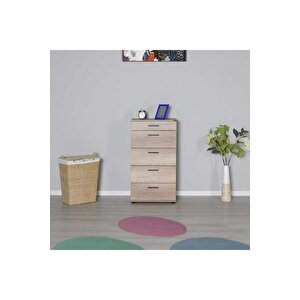 Trendline 5 Çekmeceli Şifonyer - Açık Ceviz (tori) 60x108x44 Cm (gxyxd)