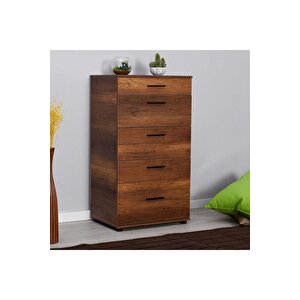 Trendline 5 Çekmeceli Şifonyer - Koyu Ceviz (oslo Ceviz) 60x108x44 Cm (gxyxd)