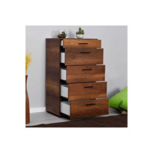 Trendline 5 Çekmeceli Şifonyer - Koyu Ceviz (oslo Ceviz) 60x108x44 Cm (gxyxd)