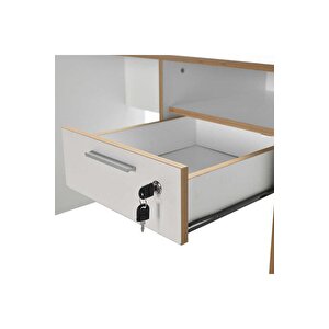 Concept Kilitli Çekmeceli Çalışma Masası-mat Lake Beyazkontra 120x75x60 Cm (gxyxd)