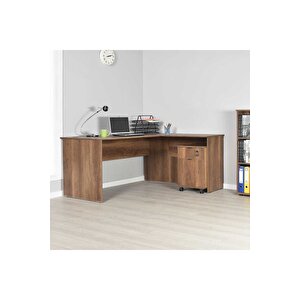 Rio L Ofis Masası - Koyu Ceviz (oslo Ceviz) 160x75x144 Cm (gxyxd)