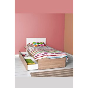 Plus Çekmeceli Tek Kişilik Karyola Kry-792-sd-2 Sonoma-diamond Beyaz