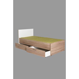 Plus Çekmeceli Tek Kişilik Karyola Kry-792-sd-2 Sonoma-diamond Beyaz