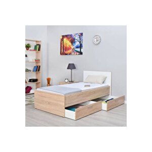 Plus Çekmeceli Tek Kişilik Karyola Kry-792-sd-2 Sonoma-diamond Beyaz
