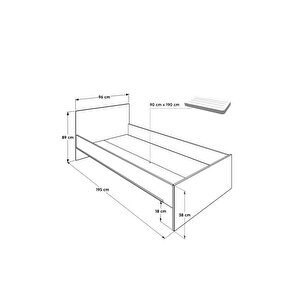Trendline Tek Kişilik Karyola-mat Beyaz 96x89x195 Cm (gxyxd)