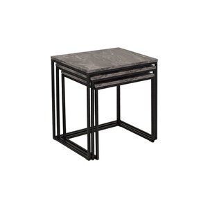 Profile 3'lü Zigon Sehpa - Mermer Desenli 55x57x40 Cm (gxyxd)