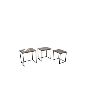 Profile 3'lü Zigon Sehpa - Mermer Desenli 55x57x40 Cm (gxyxd)