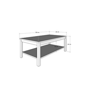 Rustik Dikdörtgen Orta Sehpa-mat Beyaz 103x40x60 Cm (gxyxd)