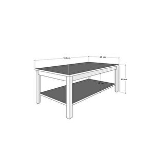 Rustik Dikdörtgen Orta Sehpa-mat Beyaz 103x40x60 Cm (gxyxd)