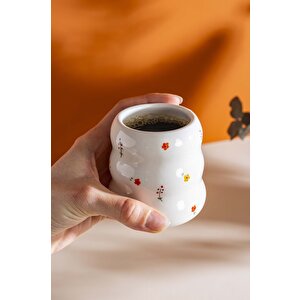 Minimal Çiçekler Amore El Yapımı Seramik Double Kahve Bardağı Mug Kupa