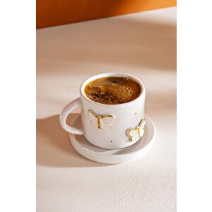 Gold Kelebek Amore El Yapımı Seramik Double Kahve Fincanı Mug Kupa