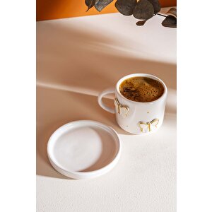 Gold Kelebek Amore El Yapımı Seramik Double Kahve Fincanı Mug Kupa