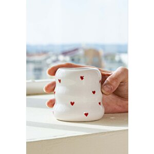 Mini Kalpler Amore El Yapımı Seramik Double Kahve Bardağı Mug Kupa