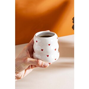 Mini Kalpler Amore El Yapımı Seramik Double Kahve Bardağı Mug Kupa