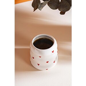 Mini Kalpler Amore El Yapımı Seramik Double Kahve Bardağı Mug Kupa