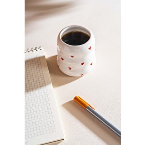 Mini Kalpler Amore El Yapımı Seramik Double Kahve Bardağı Mug Kupa