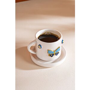 Kelebek Amore El Yapımı Seramik Double Kahve Fincanı Mug Kupa