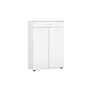 Trendline Kapaklı Çekmeceli Çok Amaçlı Dolap - Mat Beyaz 73x108x35 Cm (gxyxd)