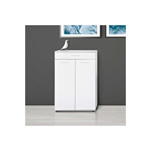 Trendline Kapaklı Çekmeceli Çok Amaçlı Dolap - Mat Beyaz 73x108x35 Cm (gxyxd)