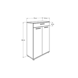 Trendline Kapaklı Çekmeceli Çok Amaçlı Dolap - Mat Beyaz 73x108x35 Cm (gxyxd)