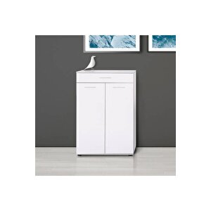 Trendline Kapaklı Çekmeceli Çok Amaçlı Dolap - Mat Beyaz 73x108x35 Cm (gxyxd)