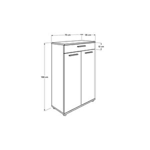 Trendline Kapaklı Çekmeceli Çok Amaçlı Dolap - Mat Beyaz 73x108x35 Cm (gxyxd)