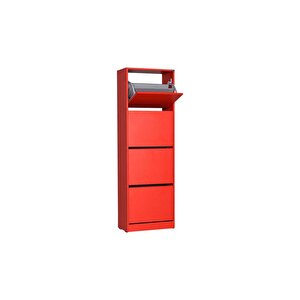 Flat Duo 4 Katlı Ayakkabılık Dolabı - Kırmızı