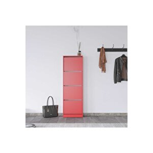Flat Duo 4 Katlı Ayakkabılık Dolabı - Kırmızı
