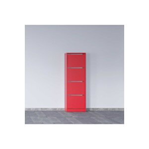 Flat Duo 4 Katlı Ayakkabılık Dolabı - Kırmızı
