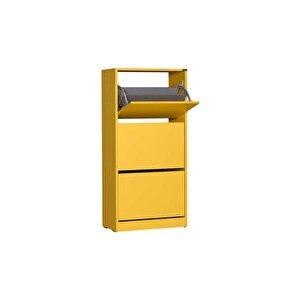 Flat Duo 3 Katlı Ayakkabılık Dolabı - Hardal