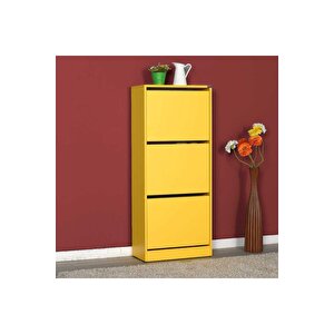 Flat Duo 3 Katlı Ayakkabılık Dolabı - Hardal