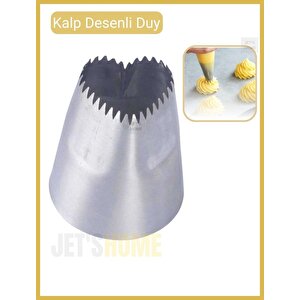 Kalp Desen Krema Duyu Büyük Boy Pasta Duyu Paslanmaz Çelik 36x23x40 Mm