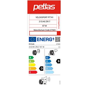 215/40 R17 Tl 87w Reınf. Velox Sport Pt741 Yaz Lastiği (üretim Tarihi:2025)