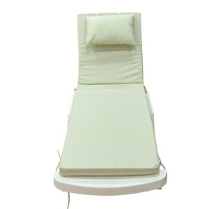 Lüks Şezlong Minderi̇ Yastıklı 5cm Sünger Kırık Beyaz  175*55*5