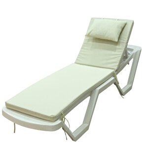Lüks Şezlong Minderi̇ Yastıklı 5cm Sünger Kırık Beyaz  175*55*5