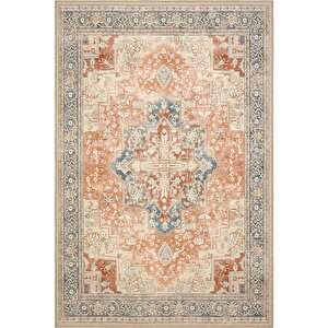 Beylerbeyi By 802 Bej Vintage Halı Oda Salon Halısı Yıkanabilir Eskitme Halı Şönil Halı 120x200 cm