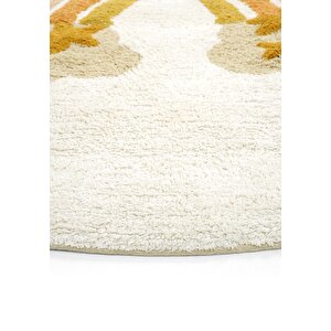 Cool Halı Cool Cotton Krem Bebek Halısı Yıkanabilir Kaymaz Taban Yumuşak Doku Yuvarlak Çocuk Halısı