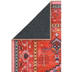 Cool Halı Beylerbeyi By 831 Kırmızı Pembe Etnik Desenli Otantik Salon Halısı Yıkanabilir Şönil Halı