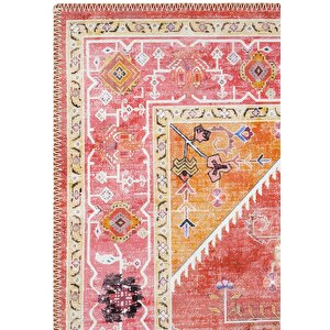 Cool Halı Beylerbeyi By 837 Pembe Halı Etnik Desenli Otantik Ev Salon Halısı Yıkanabilir Şönil Halı