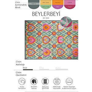 Beylerbeyi By 844 Yeşil Halı Çiçek Desenli Otantik Ev Salon Halısı Yıkanabilir Şönil Halı Ağaçlı