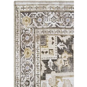 Cool Halı Beylerbeyi By 803 Krem Etnik Vintage Halı Oda Salon Halısı Yıkanabilir Eskitme Şönil Halı