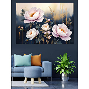 Beyaz Pembe Çiçek Demeti Dekoratif Kanvas - Mdf Ahşap Tablo 100x140 cm