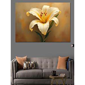 Sarı Zambak Çiçek Sanatı Dekoratif Kanvas - Mdf Ahşap Tablo 50x70 cm