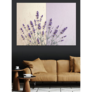 Lavanta Çiçek Deseni Dekoratif Kanvas - Mdf Ahşap Tablo 35x50 cm