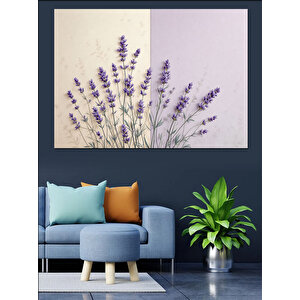 Lavanta Çiçek Deseni Dekoratif Kanvas - Mdf Ahşap Tablo 35x50 cm