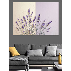 Lavanta Çiçek Deseni Dekoratif Kanvas - Mdf Ahşap Tablo 25x35 cm