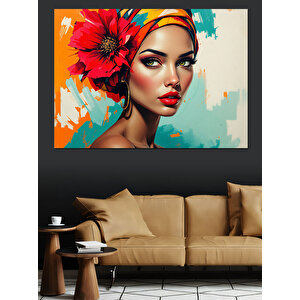 Çiçek Taçlı Kadın Dekoratif Kanvas - Mdf Ahşap Tablo 25x35 cm