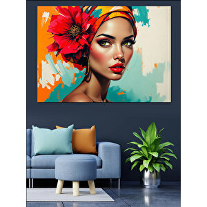 Çiçek Taçlı Kadın Dekoratif Kanvas - Mdf Ahşap Tablo 70x100 cm