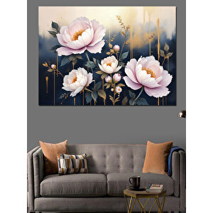 Beyaz Pembe Çiçek Demeti Dekoratif Kanvas - Mdf Ahşap Tablo 50x70 cm